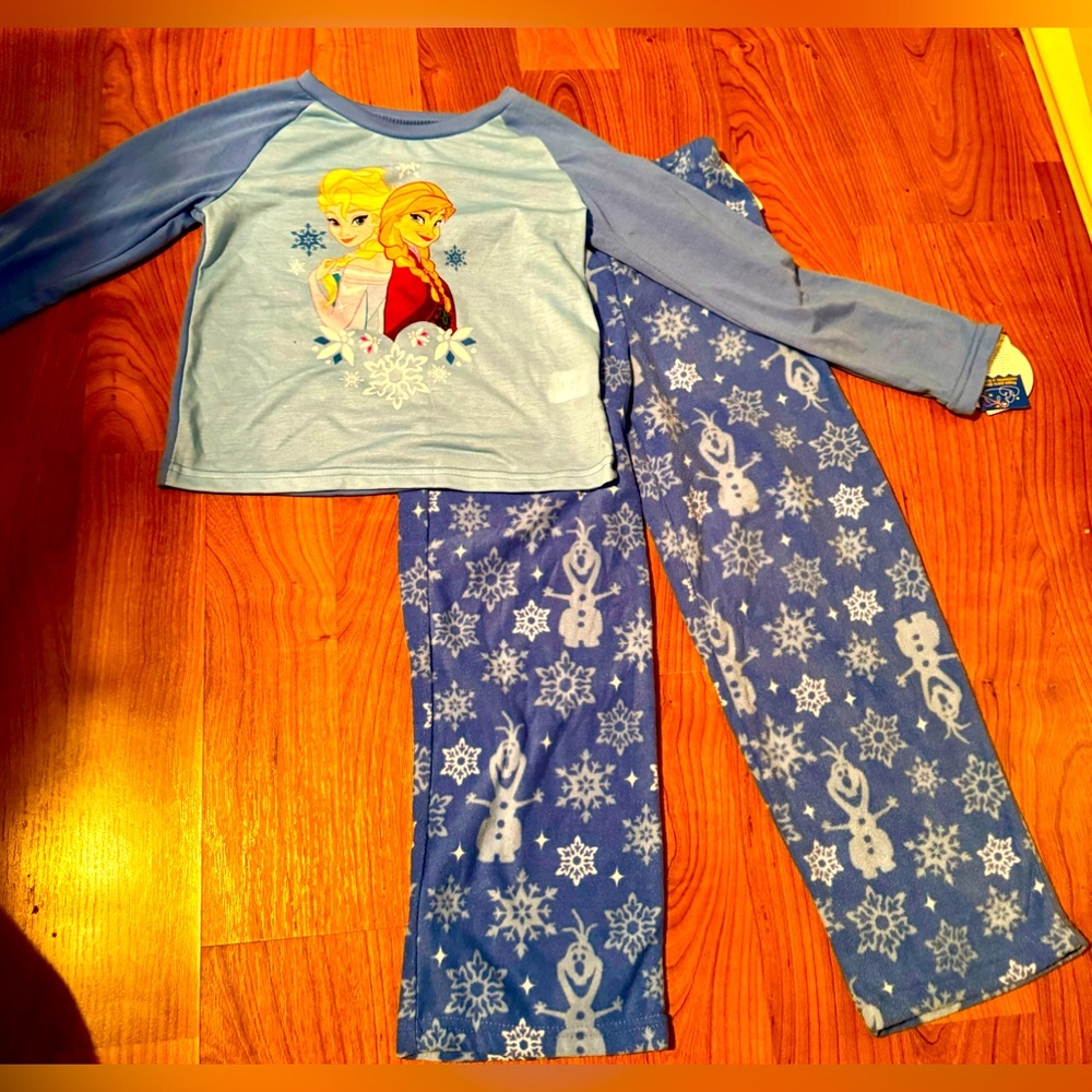 Disney Frozen Elsa and Anna Girls Blue Pajama